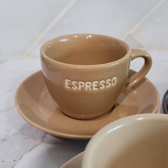 World Market Espresso Set 12 Pieces Mixed Earth Tone terracotta brown tan yellow - Picture 8 of 16